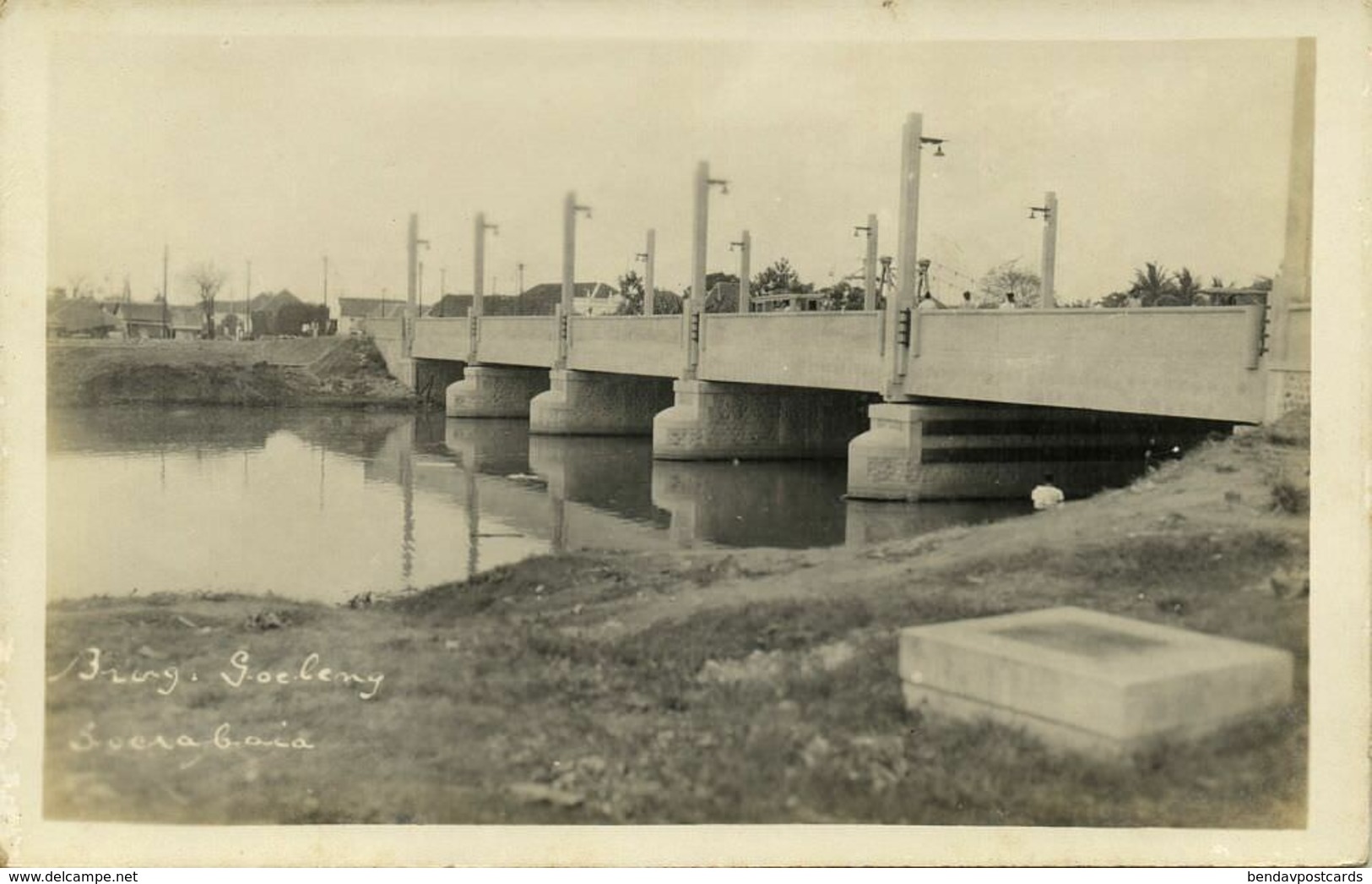 Indonesia, JAVA SOERABAIA, Goebeng Gubeng Bridge (1920s) RPPC Postcard - Indonesië