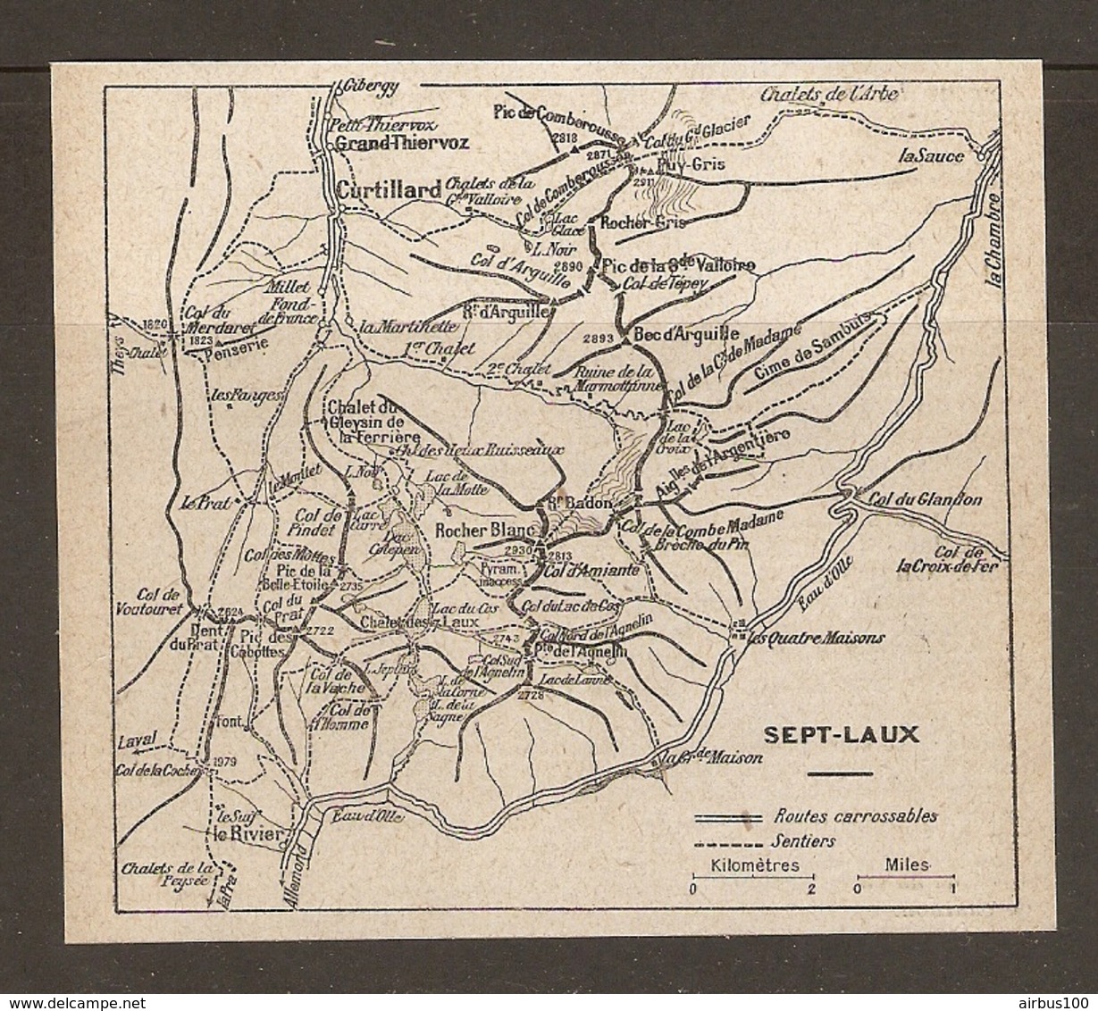 CARTE PLAN 1930 - SEPT LAUX ALPES CHAINE De BELLEDONNE - Topographical Maps