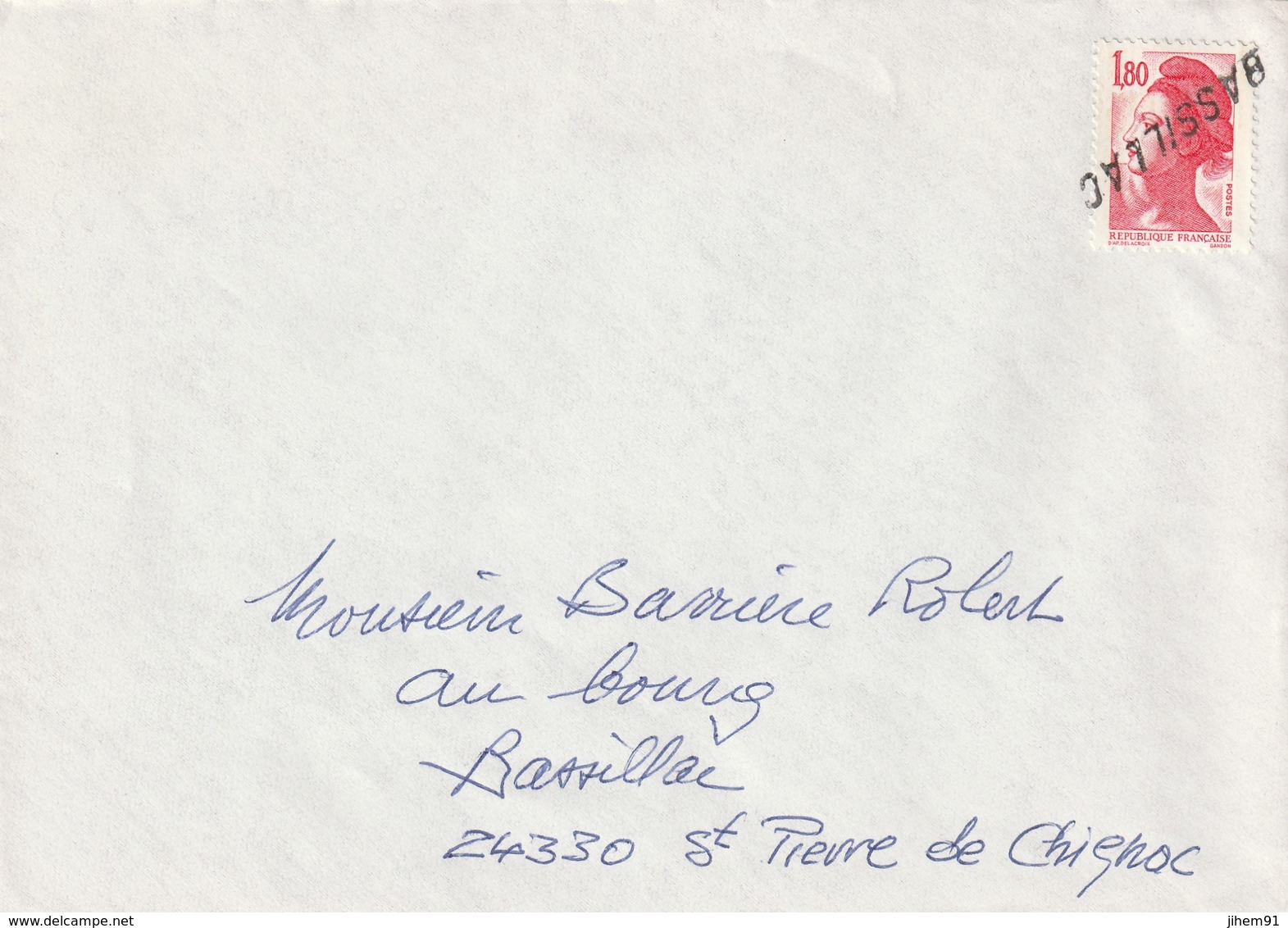 Lettre De ??? Pour Bassillac (Dordogne-24) - Griffe Horizontale Du Bureau De Distribution à L'arrivée - Manual Postmarks