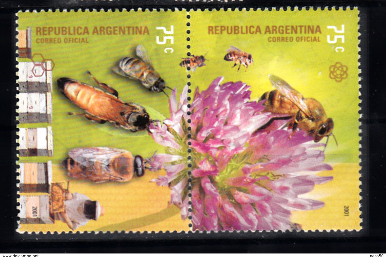 Argentinie 2001 Mi Nr 2648 + 2650 ; Bijen, Bees - Used Stamps