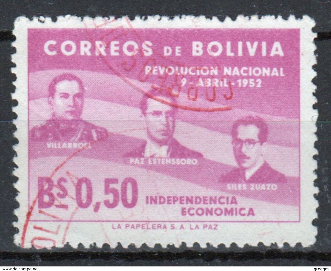 Bolivia 1953 Single 50c Stamp From The 1st  Anniversary Of The Revolution Set From 1952. - Bolivia