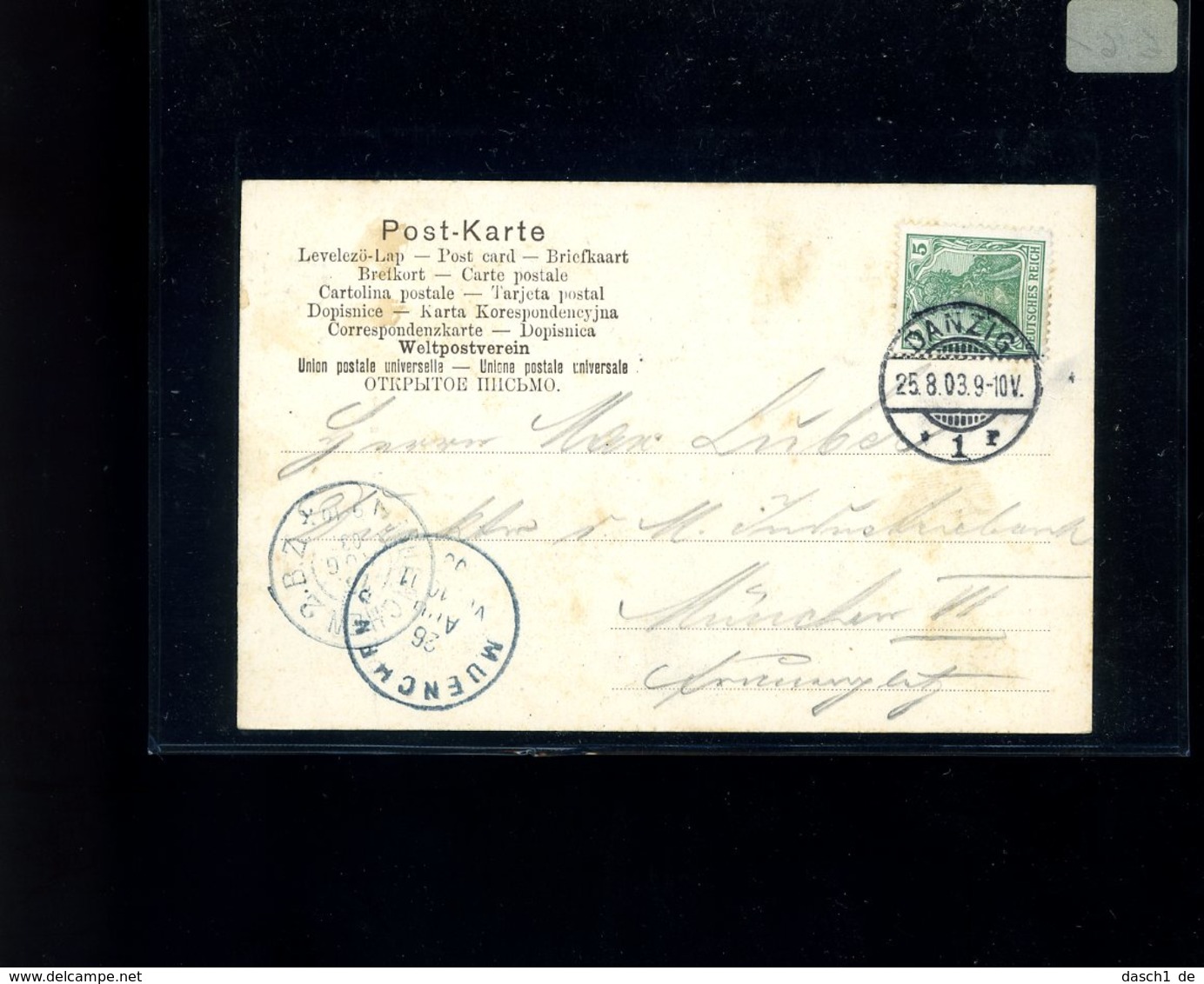 Deutsches Reich, AK Danzig 25.08.1903 (mit Germaniamarke) - Other & Unclassified