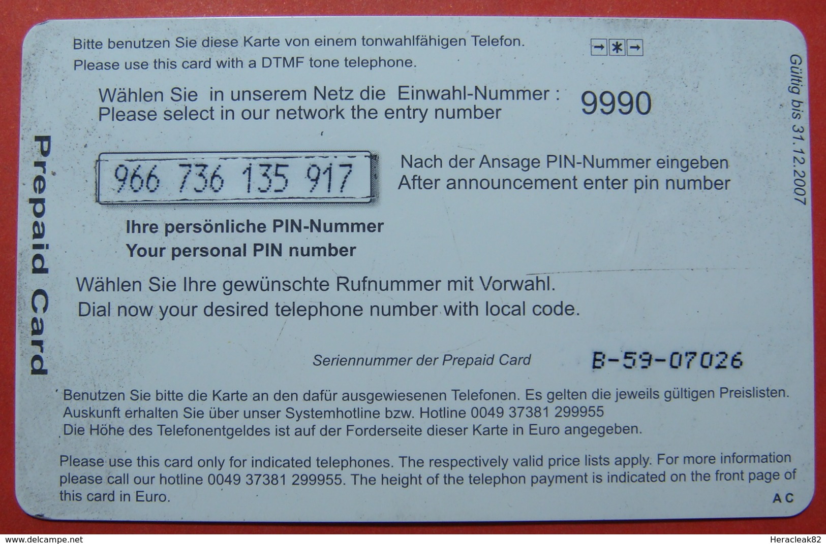 Serie B-59-07..., German Army In Kosovo Prepaid Phone CARD 10 Euro Used Operator KBIMPULS *Satellite* - Kosovo