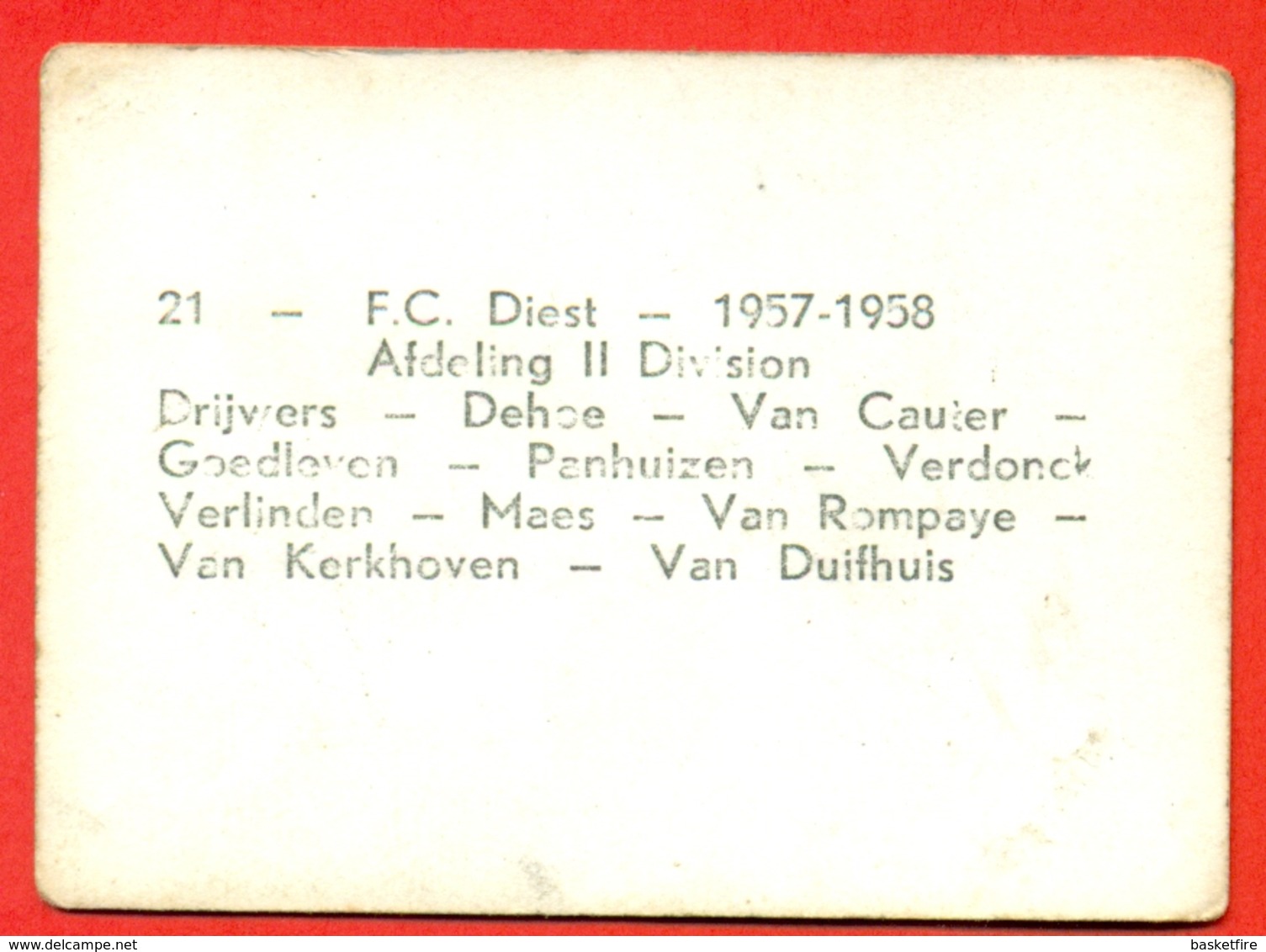 F.C.Diest - 1957-1958 - Afdeling II - Fotochromo 7 X 5 Cm - Otros & Sin Clasificación