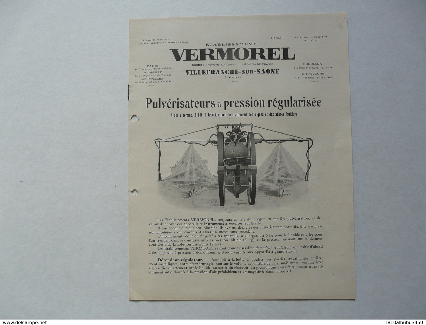 VIEUX .PAPIERS - PUBLICITE  : VERMOREL - Villefranche Sur Saône - Pulvérisateurs à Pression Régularisée (8 Pages) - Reclame