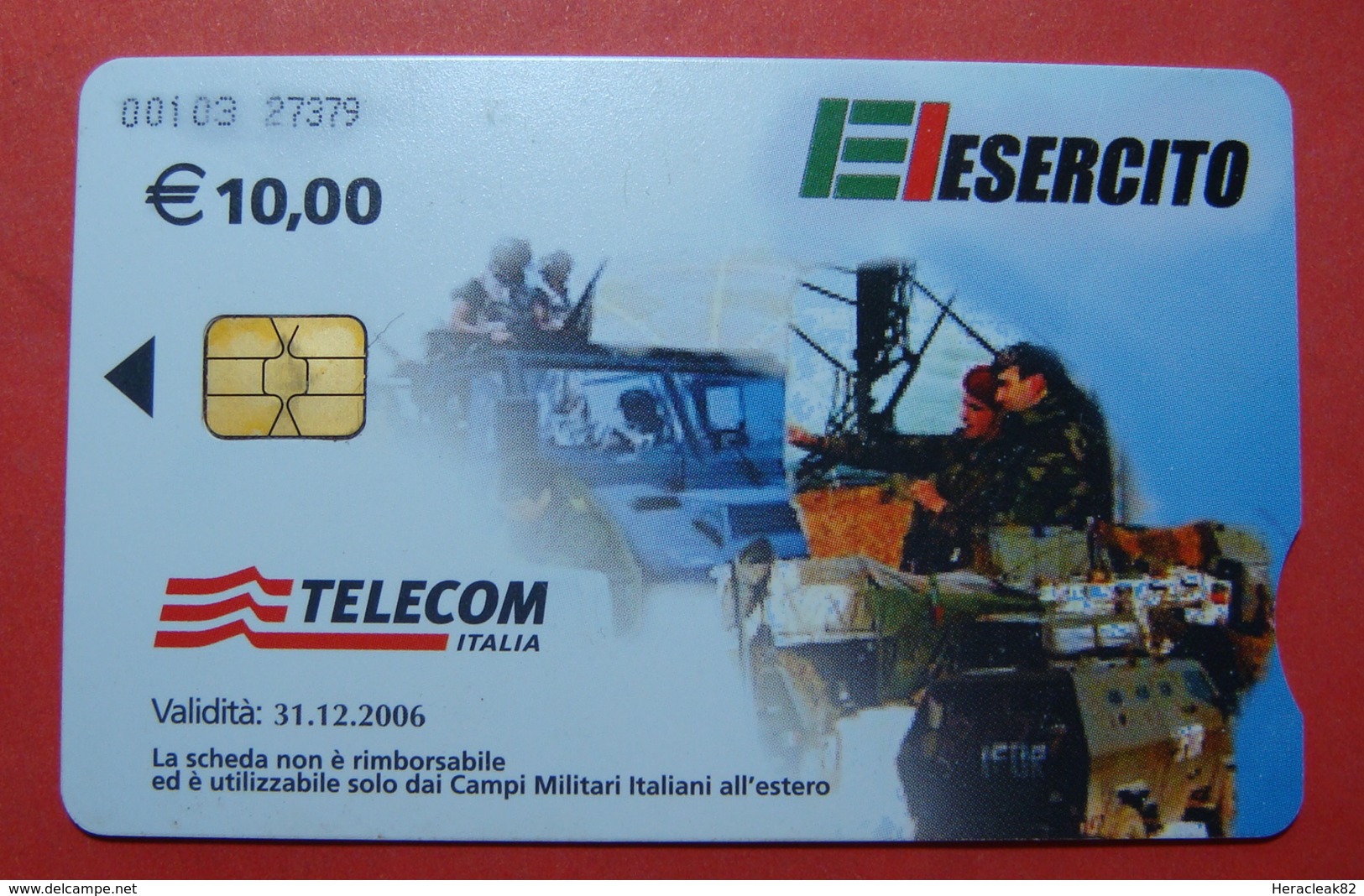 Serie 00103-27, Italian Army In Kosovo Chip Phone CARD 10 Euro Used Operator TELECOM ITALIA *Tank, Soldiers, Satellite* - Kosovo