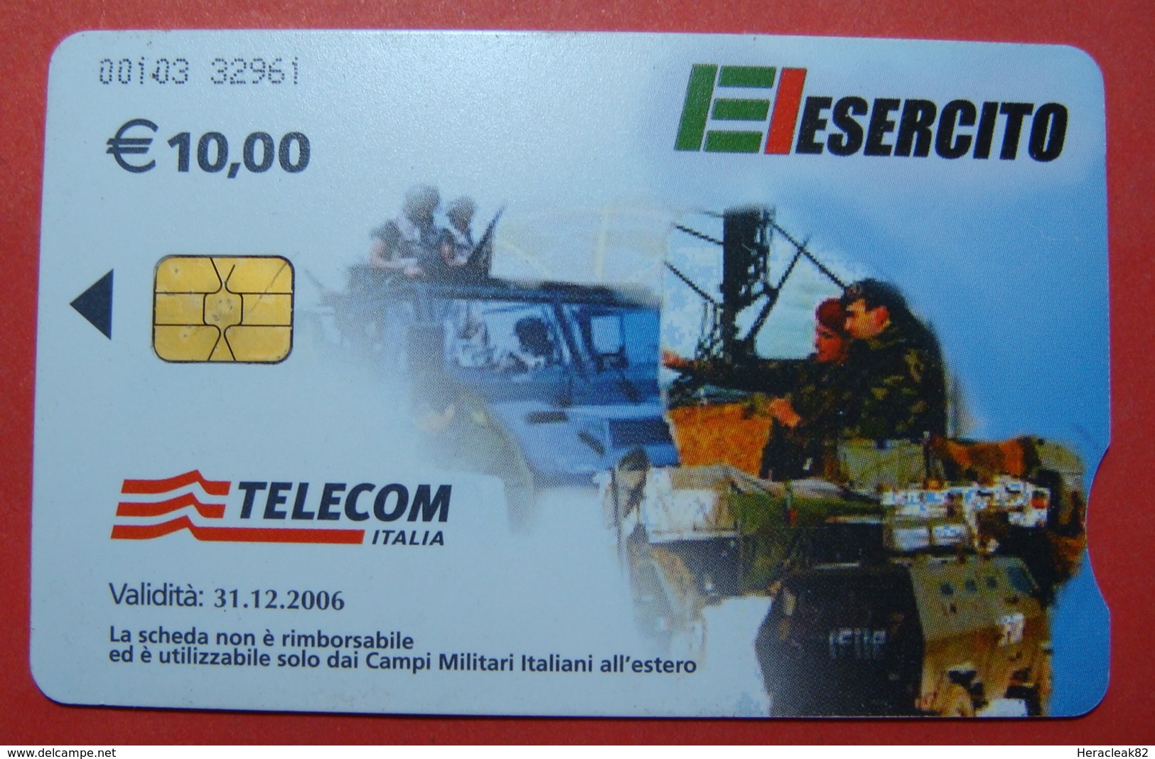 Serie 00103-32, Italian Army In Kosovo Chip Phone CARD 10 Euro Used Operator TELECOM ITALIA *Tank, Soldiers, Satellite* - Kosovo