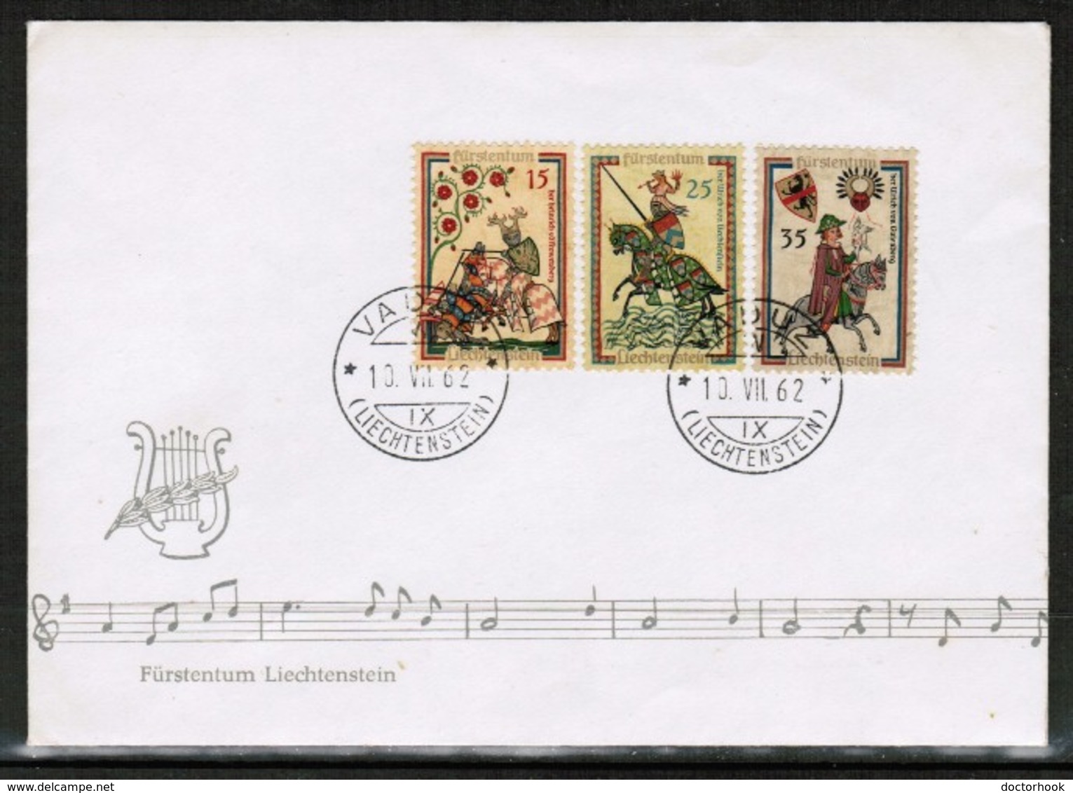 LIECHTENSTEIN   SCOTT # 359,361 And 363 ON FIRST DAY COVER (FDC)  (10/VII/62) (OS-474) - FDC