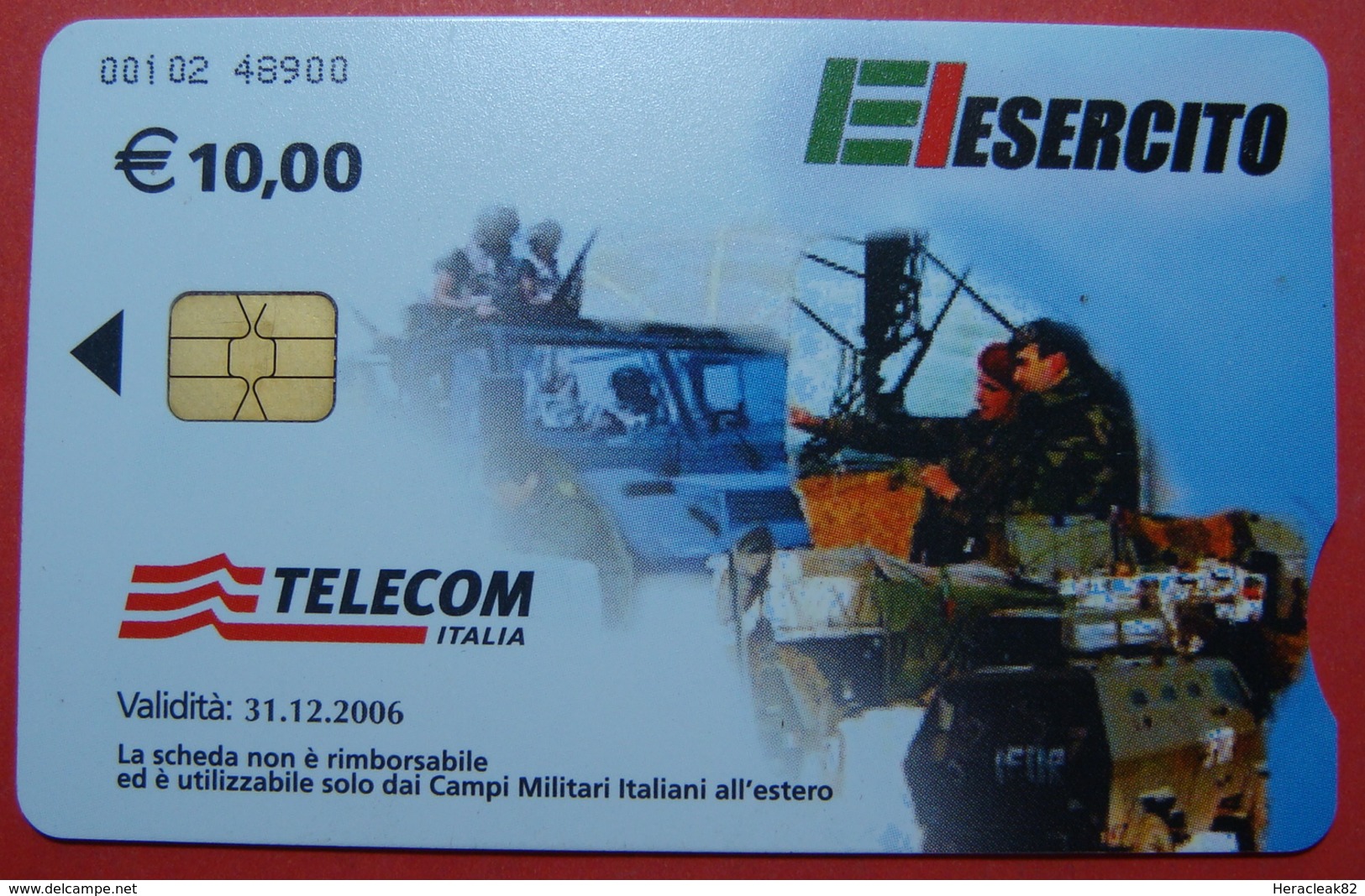 Serie 00102-48, Italian Army In Kosovo Chip Phone CARD 10 Euro Used Operator TELECOM ITALIA *Tank, Soldiers, Satellite* - Kosovo