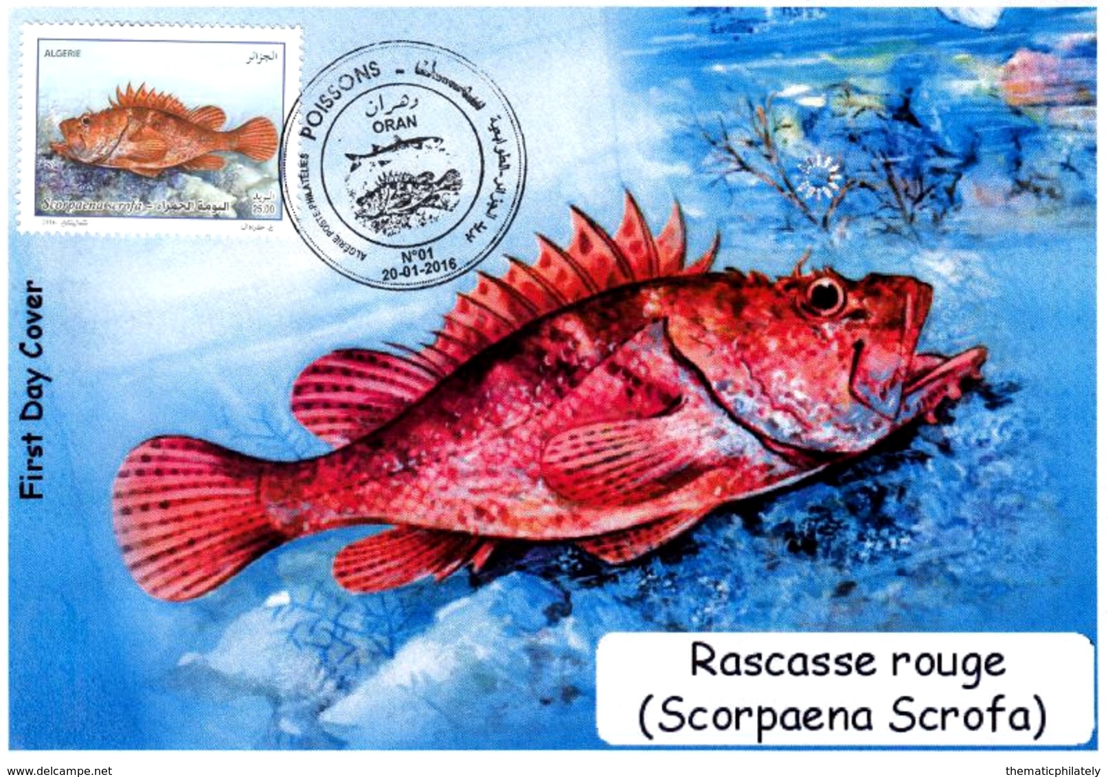 DZ Argelia FDC 1733 Pescado Pez Escorpión Rojo Fauna Marina Pescado Animales - Peces