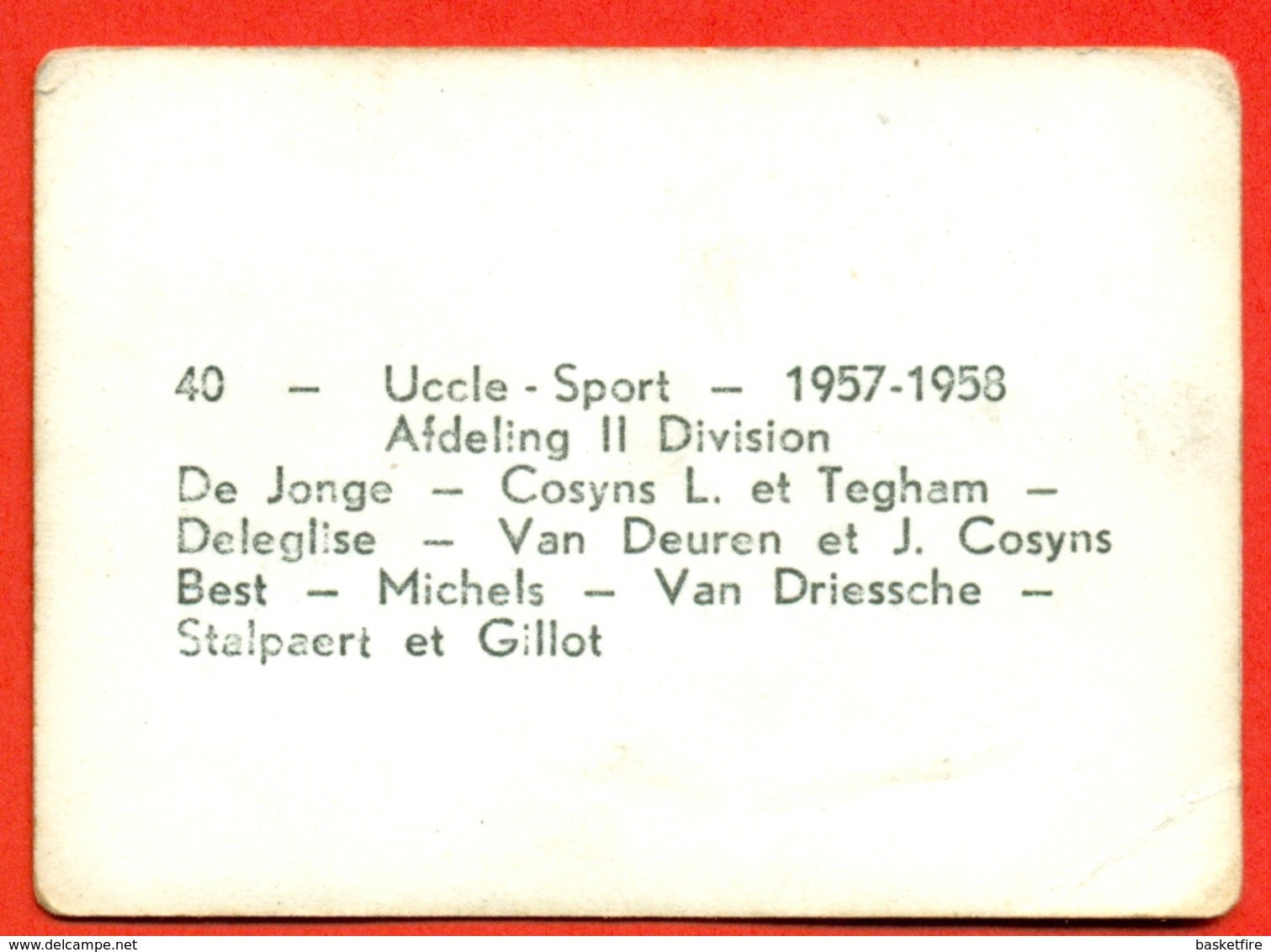 Uccle Sport - 1957-1958 - Afdeling II - Fotochromo 7 X 5 Cm - Other & Unclassified