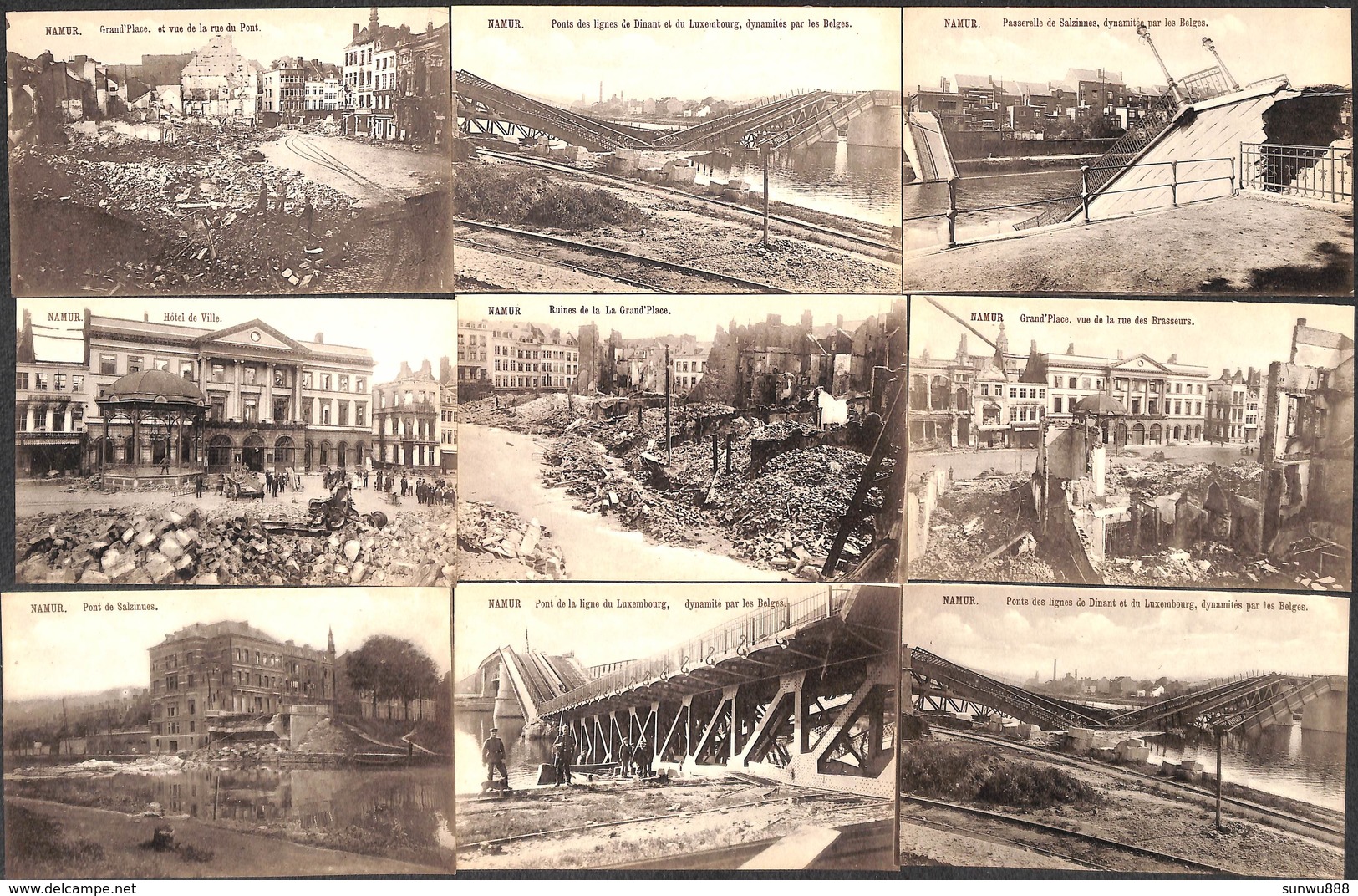 Namur - Lot 21 Cartes WW1 Destruction, Animée, Pont (très Bel Ensemble, Petit Prix) - Namur