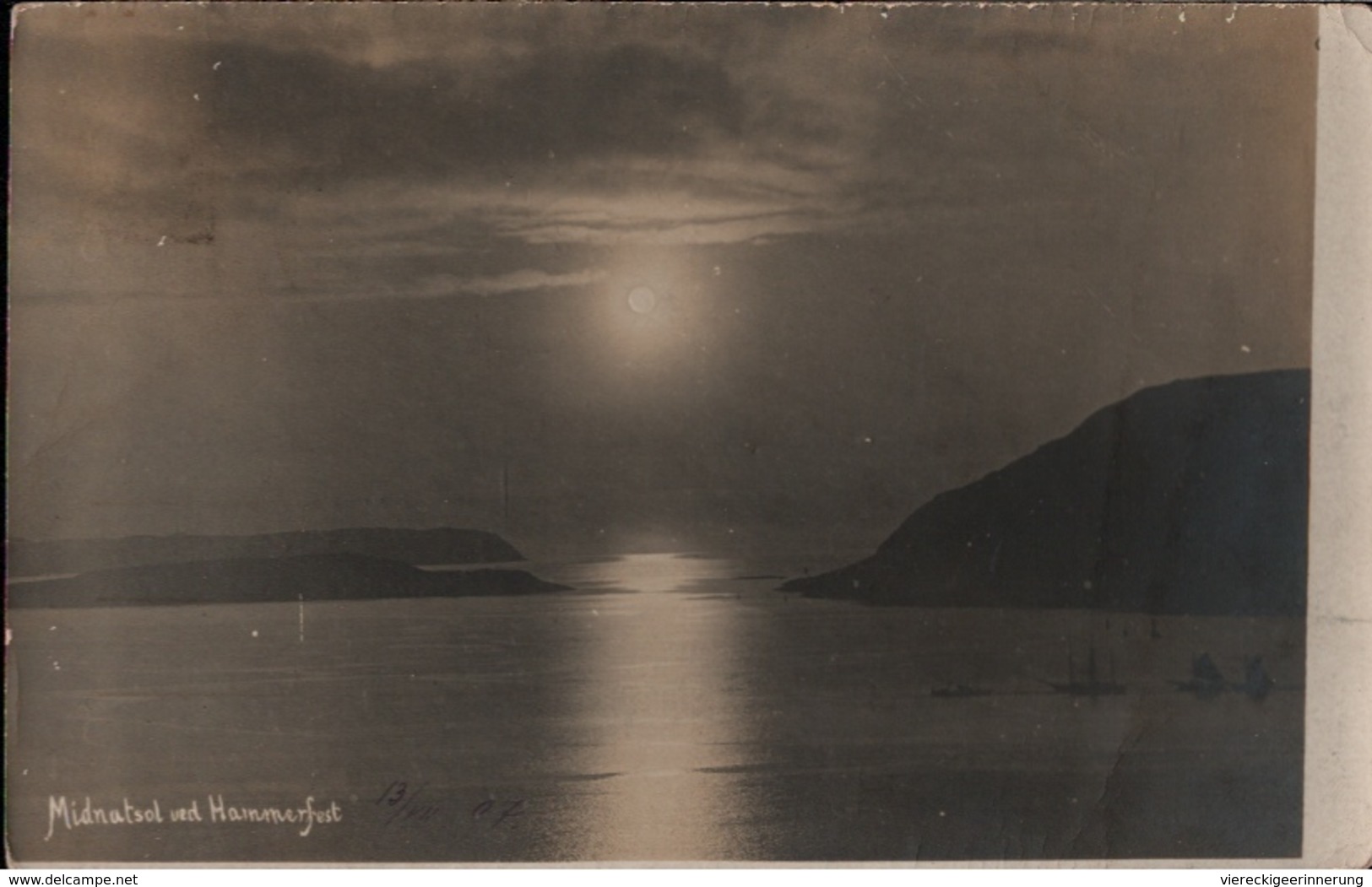 ! Alte Ansichtskarte, Norwegen, Norway Norge Midnatsol Hammerfest, 1907, Photo, Fotokarte - Norvegia