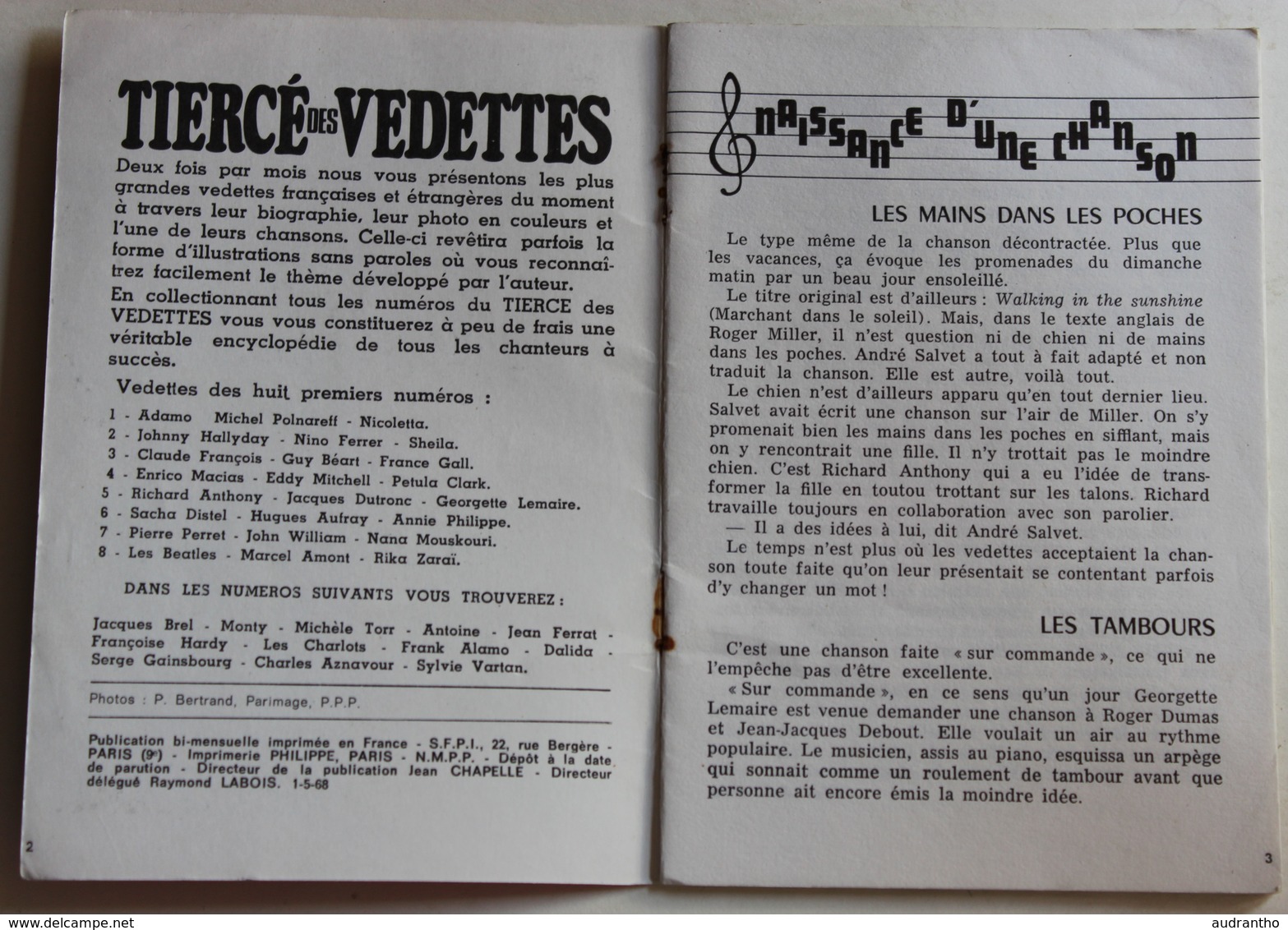 Livret Années 70 Tiercé Des Vedettes Jacques Dutronc Richard Antony Georgette Lemaire 3 Photos Couleurs - Objets Dérivés