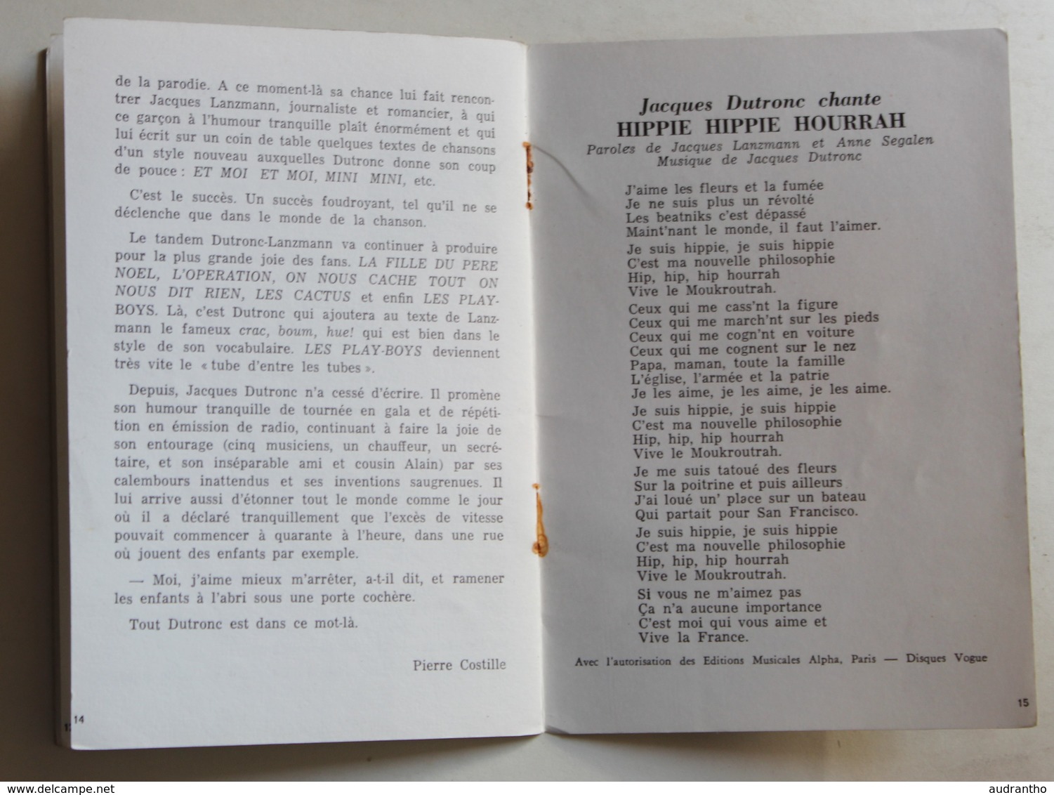 Livret années 70 Tiercé des Vedettes Jacques Dutronc Richard Antony Georgette Lemaire 3 photos couleurs