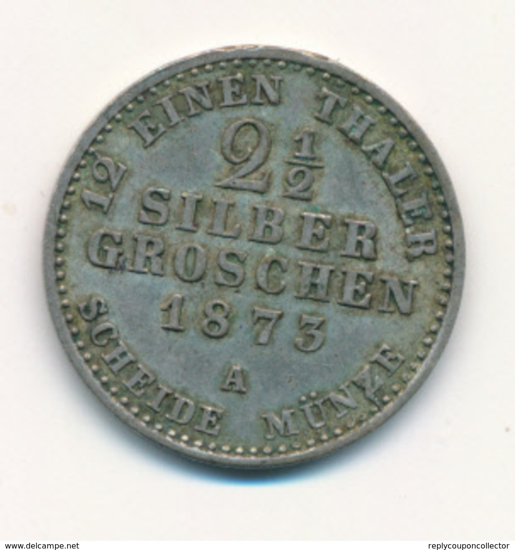 PREUSSEN  -  1873 A  WILHELM  I.  ,  2½ SILBER GROSCHEN - Groschen & Andere Kleinmünzen