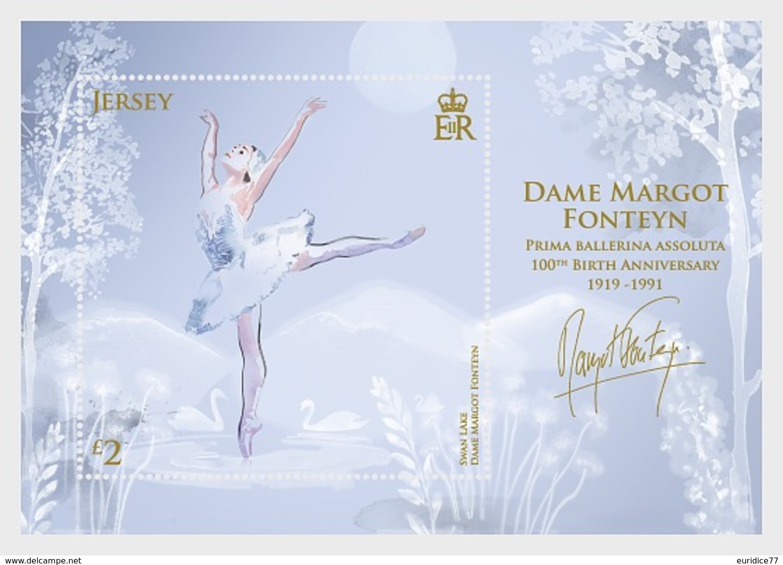 Jersey 2019 - Dame Margot Fonteyn - 100th Birth Anniversary Sheet Mnh - Jersey