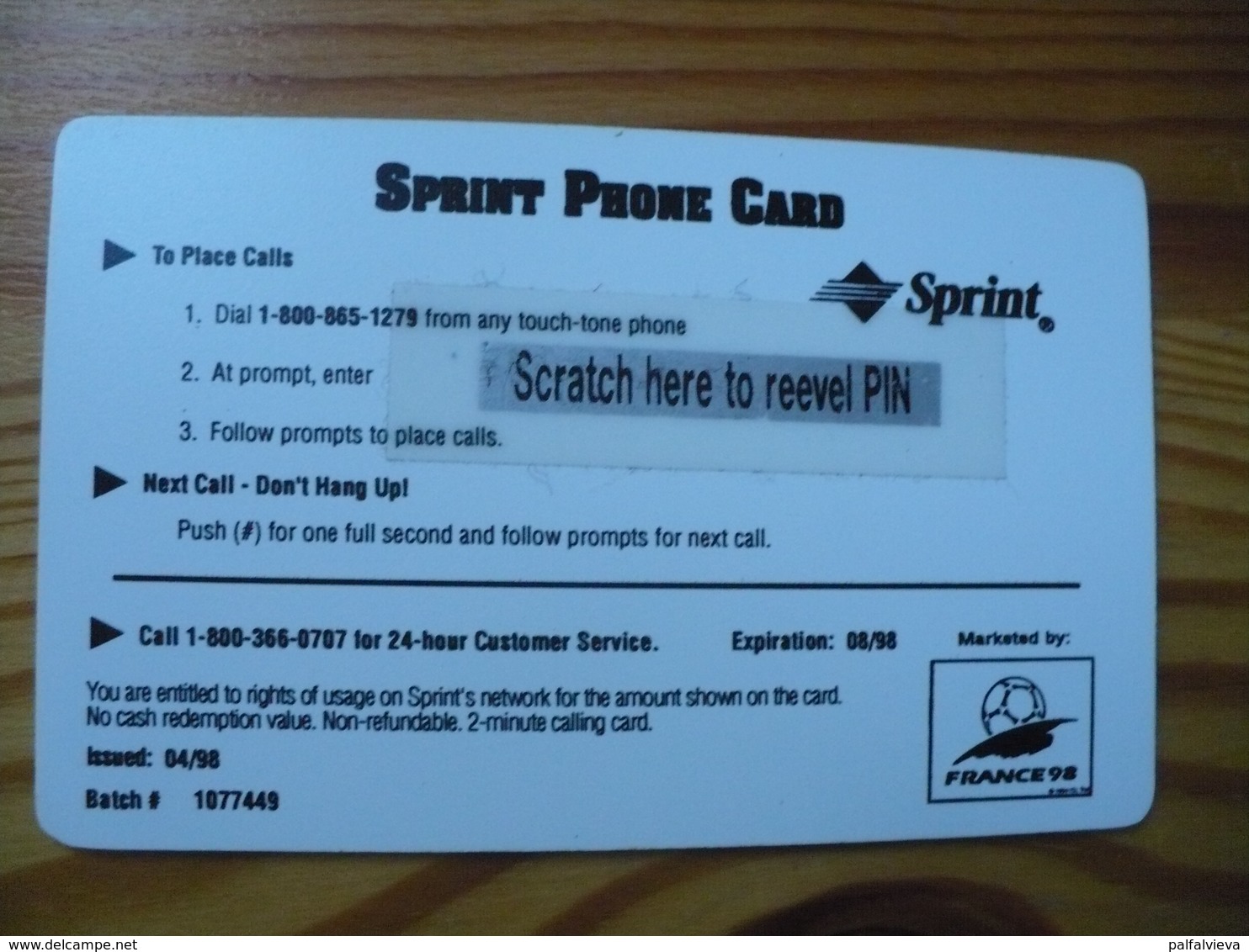 Prepaid Phonecard USA, Sprint - France '98 Football World Cup, Team Of Scotland - Sprint