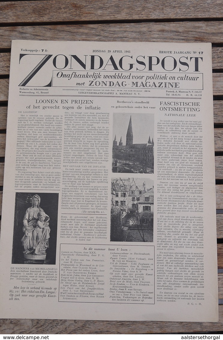 Aalst 1945 Louis Paul Boon Mijn Kleine Oorlog In "zondagspost" Manteau - Historische Dokumente