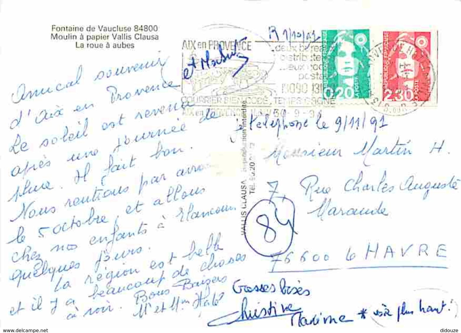 84 - Fontaine De Vaucluse - Moulin à Papier Vallis Clausa - La Roue à Aubes - Flamme Postale - Voir Scans Recto-Verso - Autres & Non Classés