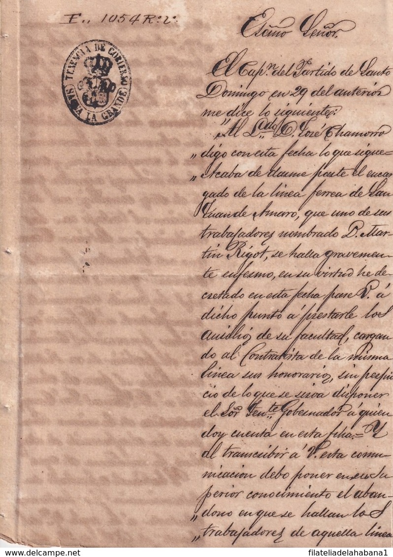 E6358 CUBA SPAIN 1859 INFORME SOBRE PROBLEMAS EN CONTRUCCION FERROCARRILSAN JUAN DE AMARO, RAILOAD TRAIN LOCOMOTIVE. - Historical Documents