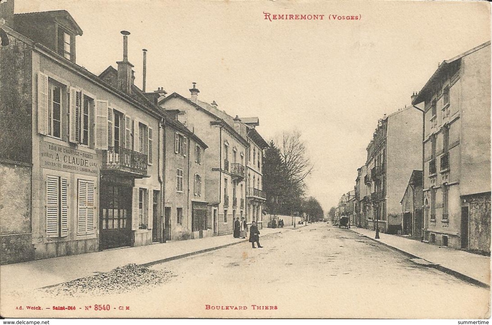 REMIREMONT  -  Boulevard  Thiers  /  Commerce  A. CLAUDE  Bois De Chauffage  Charbon De Bois - Remiremont