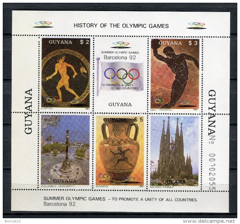 Barcelona 1992. Guyana 1987. Mi Block 20 ** MNH. - Summer 1992: Barcelona