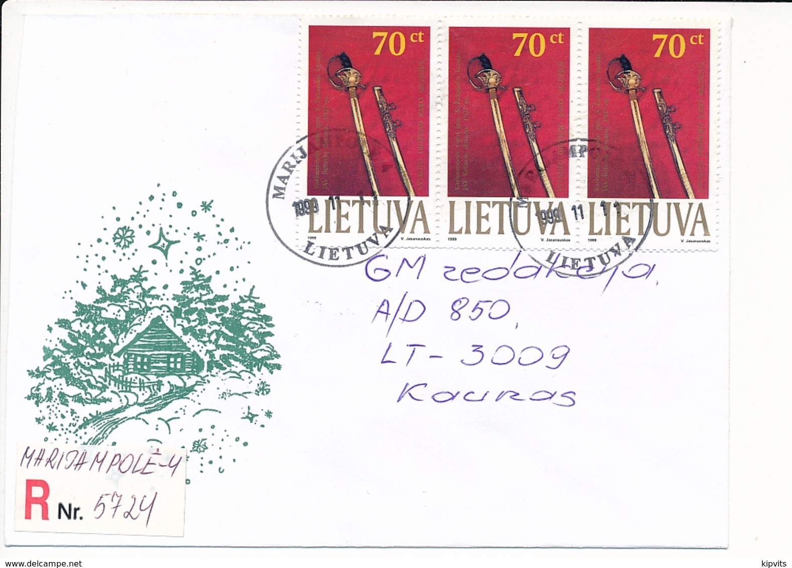 Registered Domestic Cover - 11 November 1999 Marijampolė 4 - Lithuania