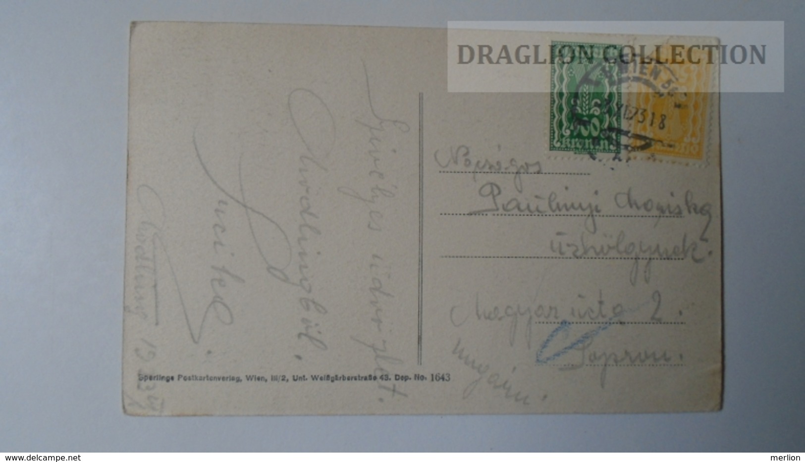 D165338 Austria,  AK Maria Enzersdorf, Schloss Liechtenstein PU 1923 - Stamps  400k + 500k - Maria Enzersdorf