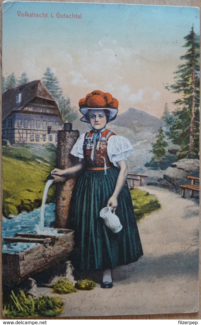 Volkstracht Im Gutachtal Schwarzwald Deutschland Tracht Brunnen St. Georgen 1913 - Trachten