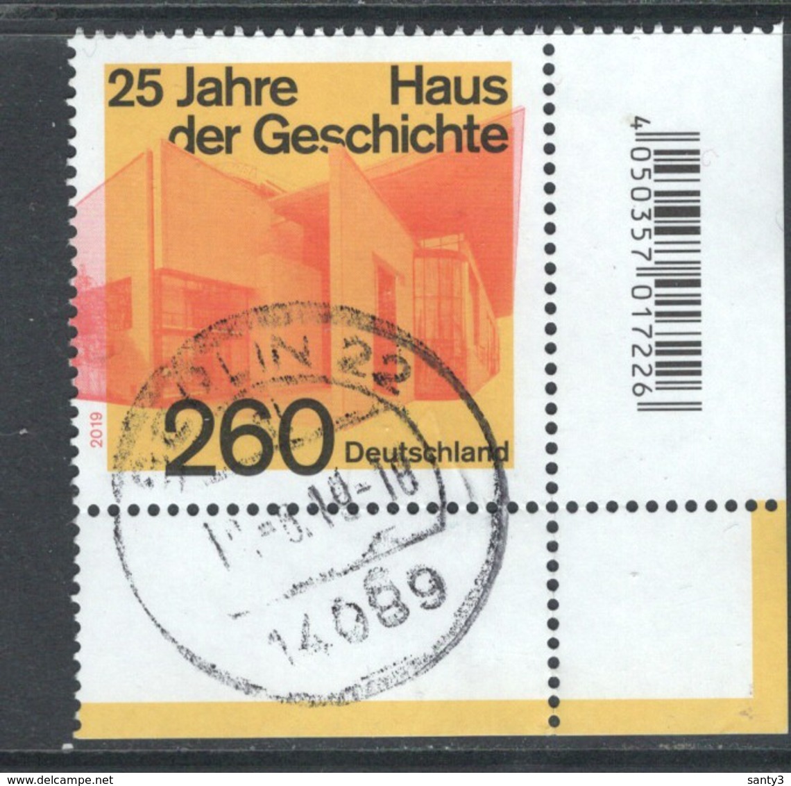 Duitsland, Mi 3467 Jaar 2019,  25 Jahre Haus Der Geschichte; Hoge Waarde, Hoekblok, Prachtig  Gestempeld, Zie Scan - Used Stamps