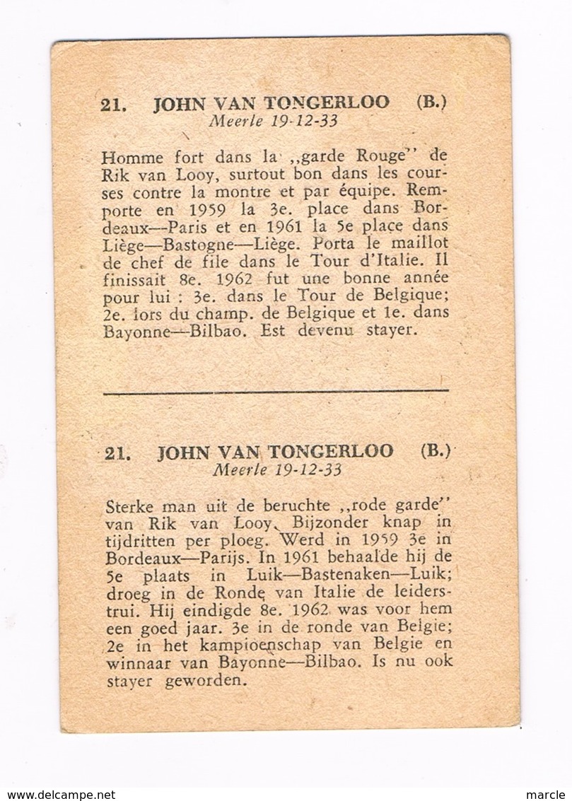 John VAN TONGERLOO  Meerle  Wielrenner Coureur Cycliste  Jaren  Années '60 - Cyclisme