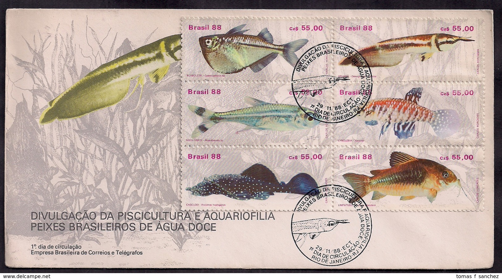 Brasil - FDC - 1988 - Poissons D'eau Douce Brésiliens - Fishes