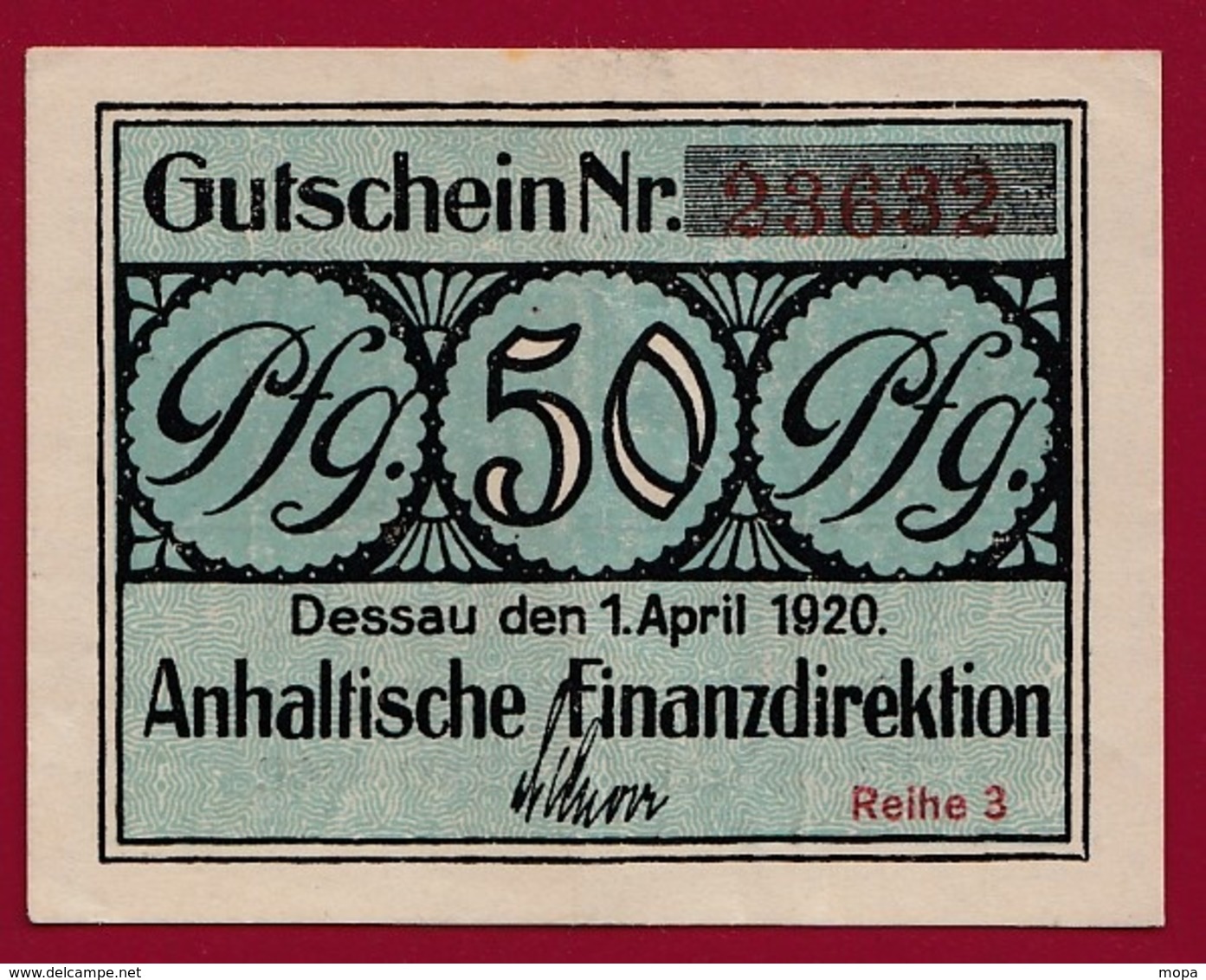 Allemagne 1 Notgeld  50 Pfenning Stadt Dessau   (RARE) Dans L 'état N °4255 - Collections