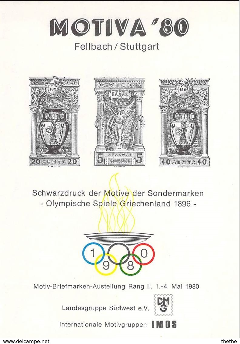 MOTIVA'80 Fellbach / Stuttgart -  Vignette Impression En Noir Des Motifs Jeux Olympiques Grèce 1896 - Zomer 1896: Athene