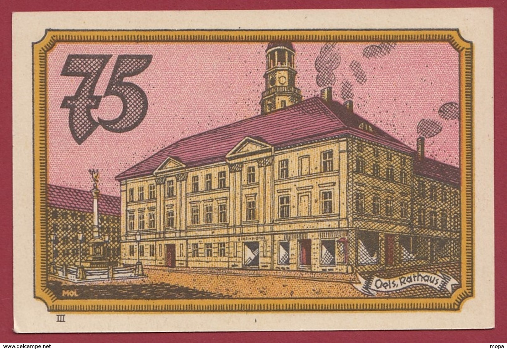 Allemagne 1 Notgeld  75 Pfenning Stadt Oels In Schlesien (Silésie  -Pologne- RARE) Dans L 'état N °4267 - Verzamelingen