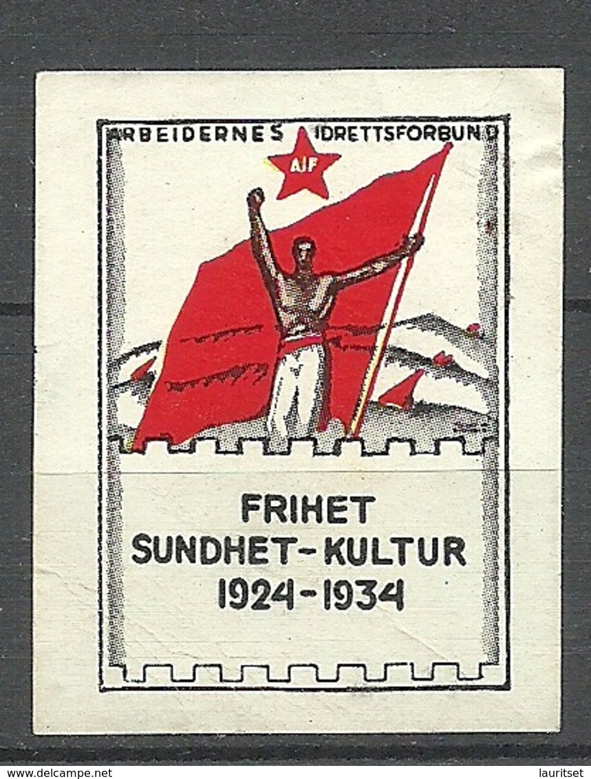 SWEDEN 1934 Poster Stamp Vignette Reklamemarke Sport Flag (*) - Vignetten (Erinnophilie)