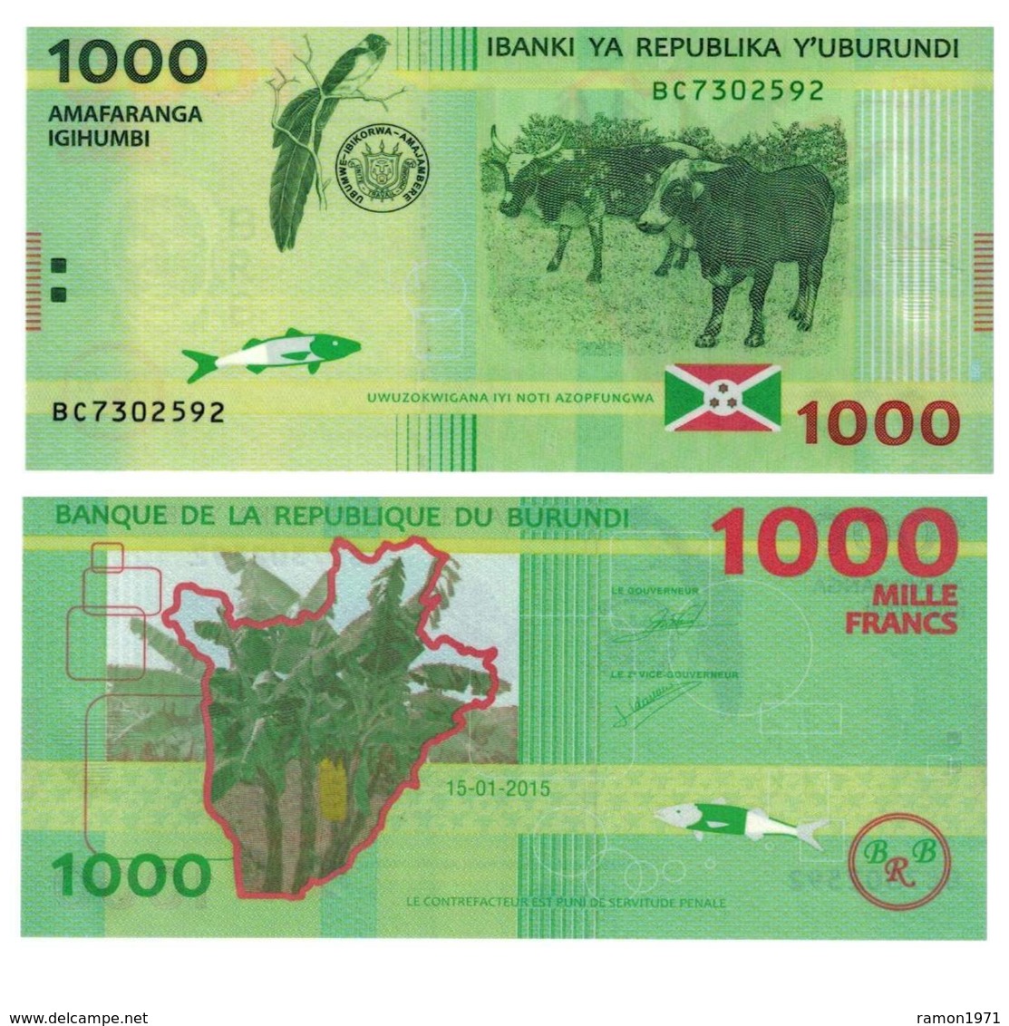 Burundi 1000 Francs 2015 UNC - Burundi