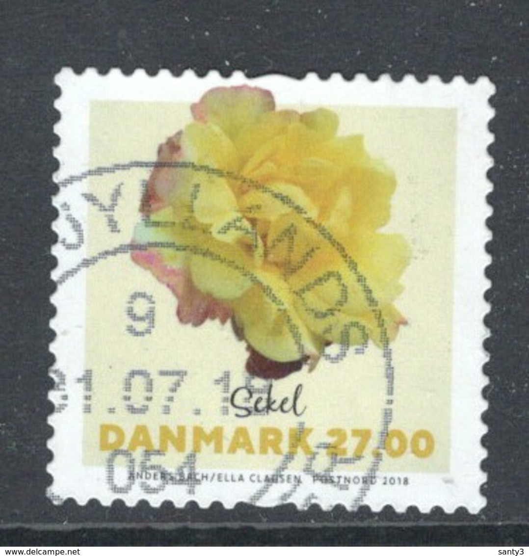 Denemarken Yv 1901 Jaar 2018, Rozen, Hoge Waarde,  ,gestempeld - Used Stamps