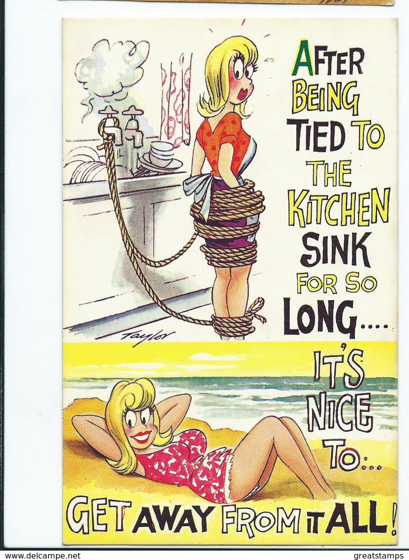 Bamforth Postcard   Number 2549 Seaside Humour Unused  After Being Tied To The Kitchen Sink - Taylor