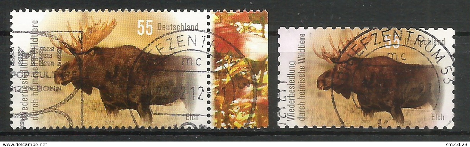 BRD 2012  Mi.Nr. 2914 + 2922 , Elch - Wiederbesiedlung - Selbstklebend + Naßklebend - Gestempelt / Fine Used / (o) - Gebraucht