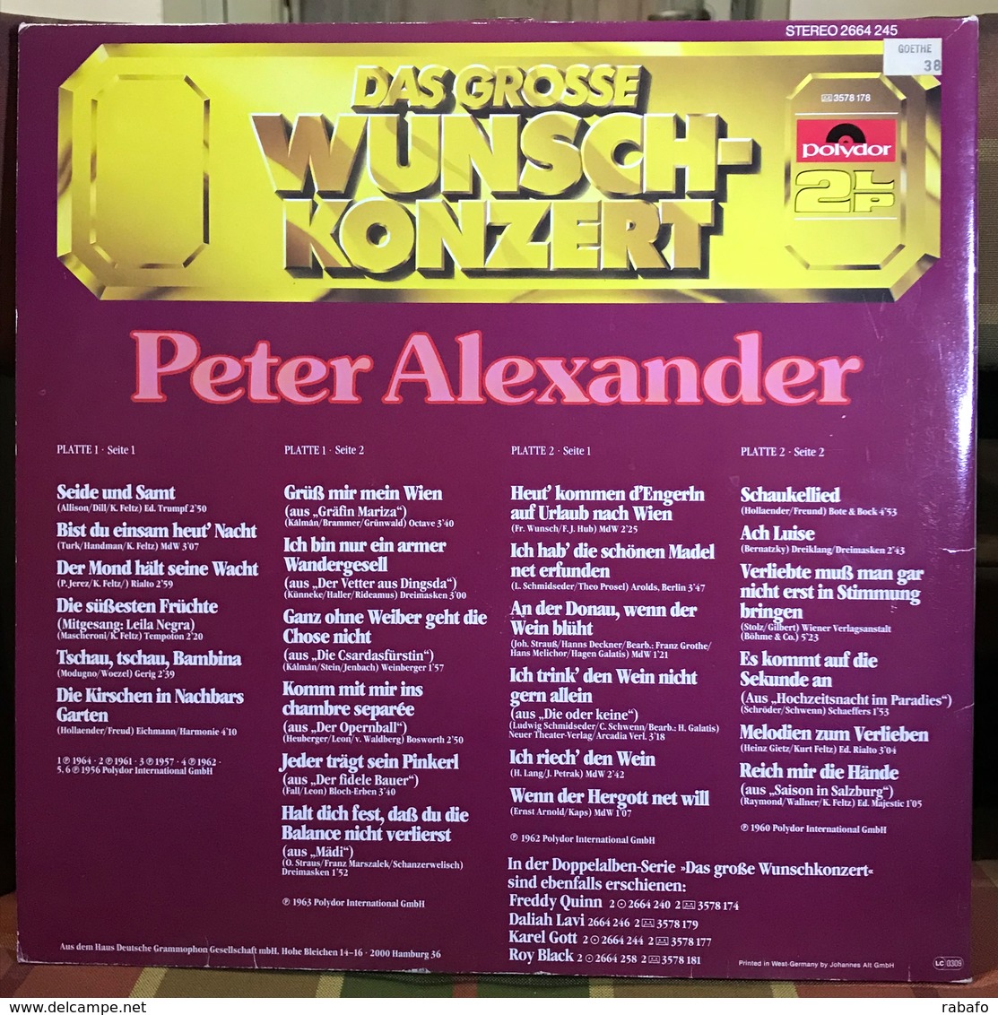 LP Doble De Peter Alexander Año 1979 Edición Alemana - Otros - Canción Alemana