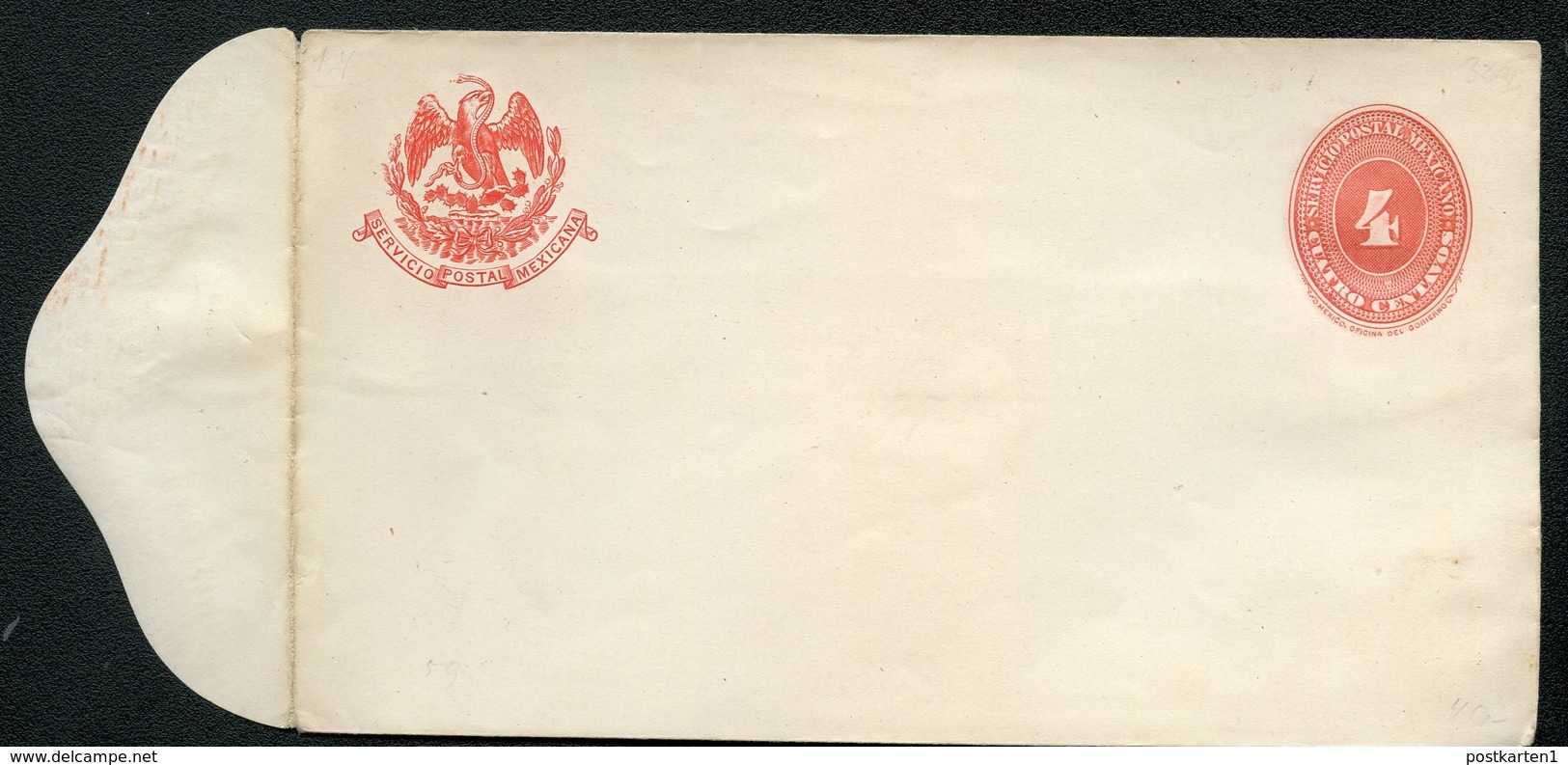 Mexico Envelope MEPSI #E42II 4 Cent. Type II Without Comma After Layton Vf 1889 - Mexico