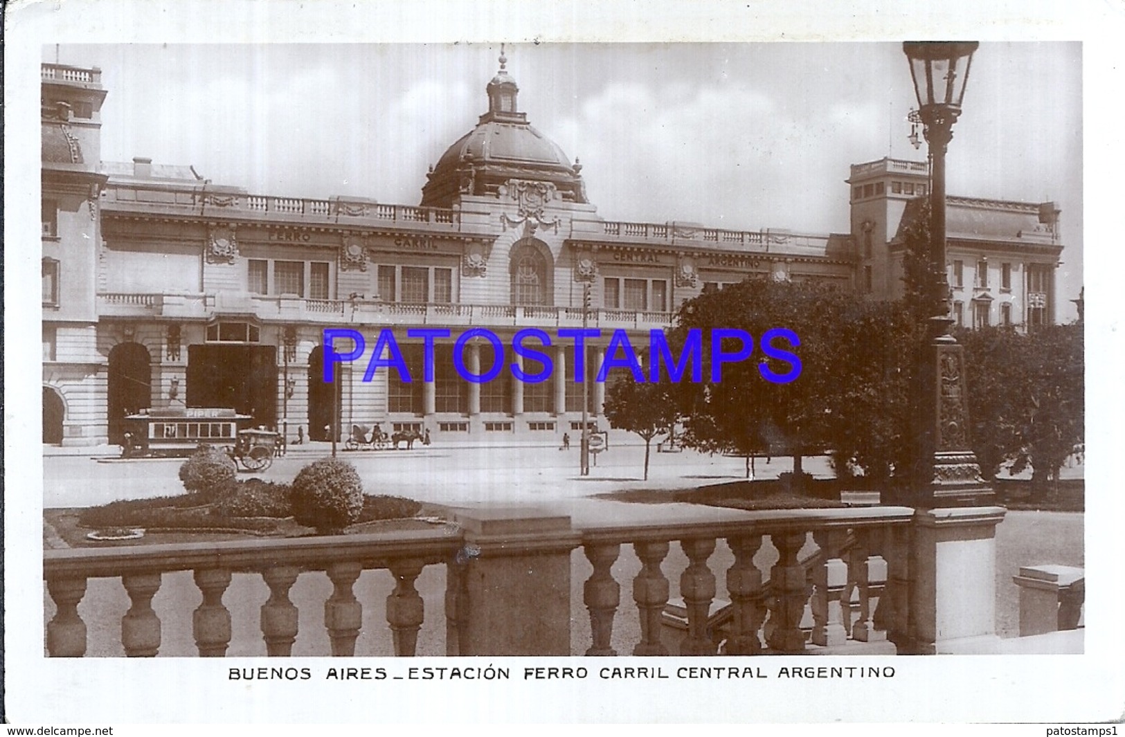 115833 ARGENTINA BUENOS AIRES STATION TRAIN ESTACION DE TREN CENTRAL & TRAMWAY TRANVIA POSTAL POSTCARD - Argentine