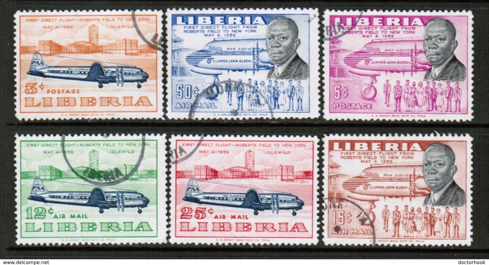 LIBERIA  Scott # 362-3,C 107-10 VF USED  (Stamp Scan # 522) - Liberia