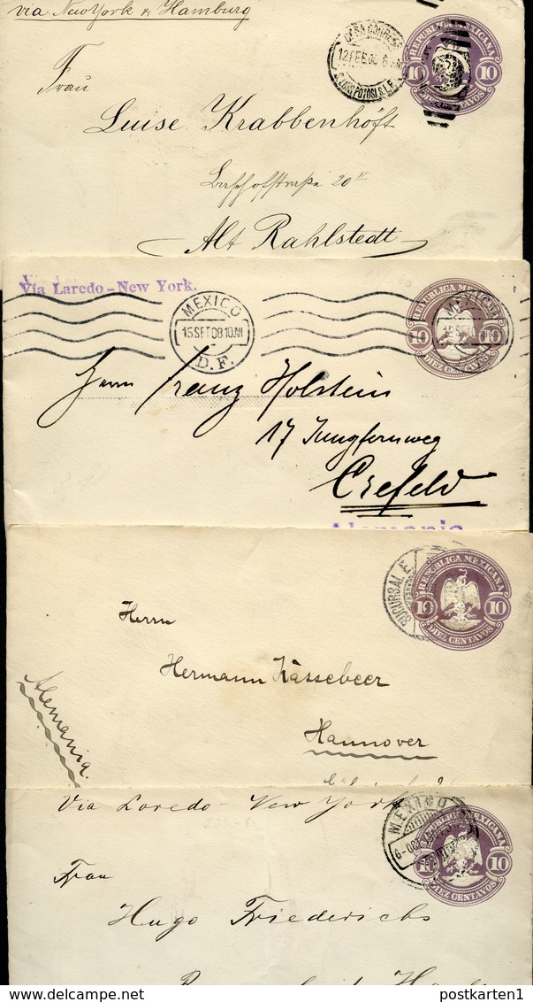 Mexico 4 Covers MEPSI #E62 Used CHIAPAS CHIHUAHUA TAPACHULA To Germany1903-1911 - Mexico