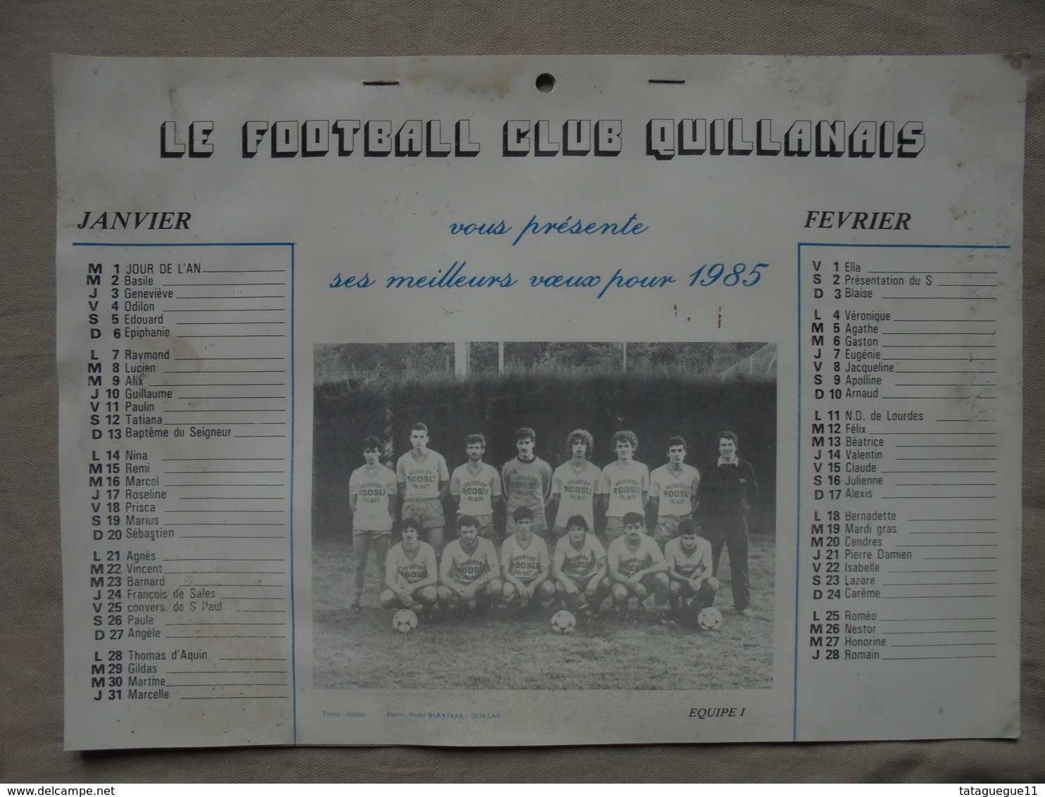 Ancien - Calendrier Sportif Le Football Club Quillanais (Aude) 1985 - Autres & Non Classés