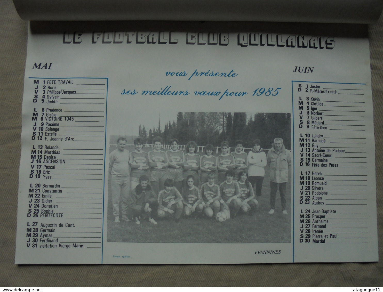 Ancien - Calendrier Sportif Le Football Club Quillanais (Aude) 1985 - Autres & Non Classés