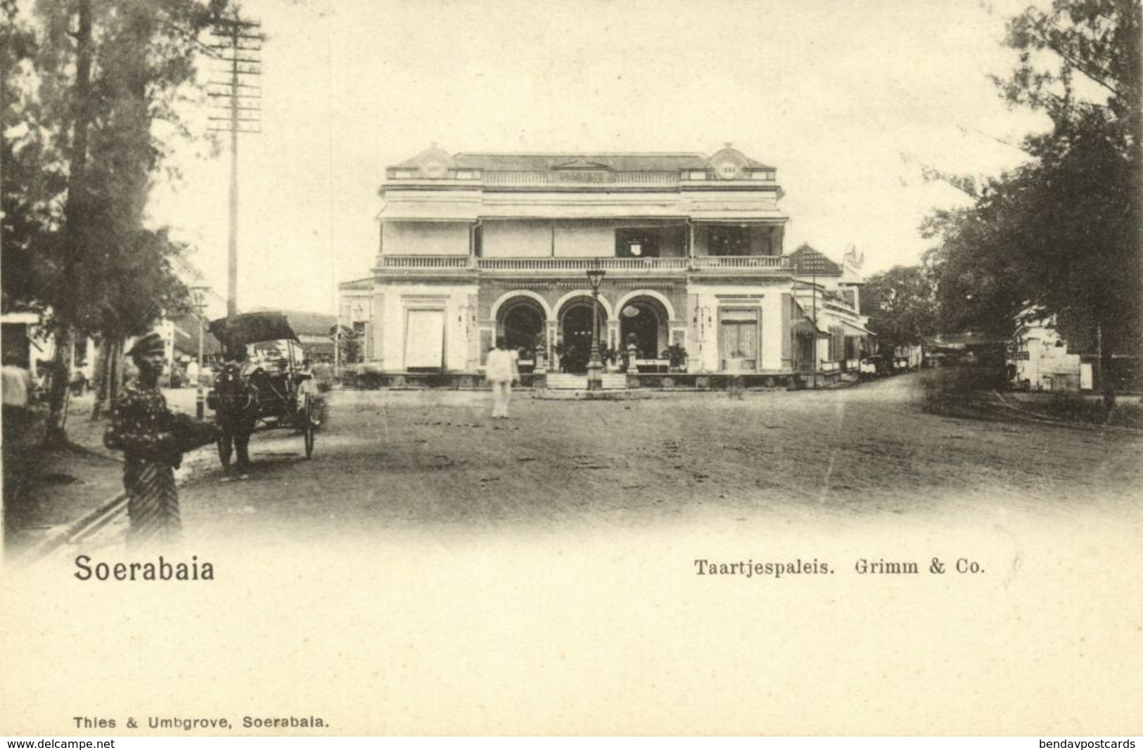 Indonesia, JAVA SOERABAIA, Jalan Pasar Besar, Bakery Grimm & Co. (1899) Postcard - Indonesië