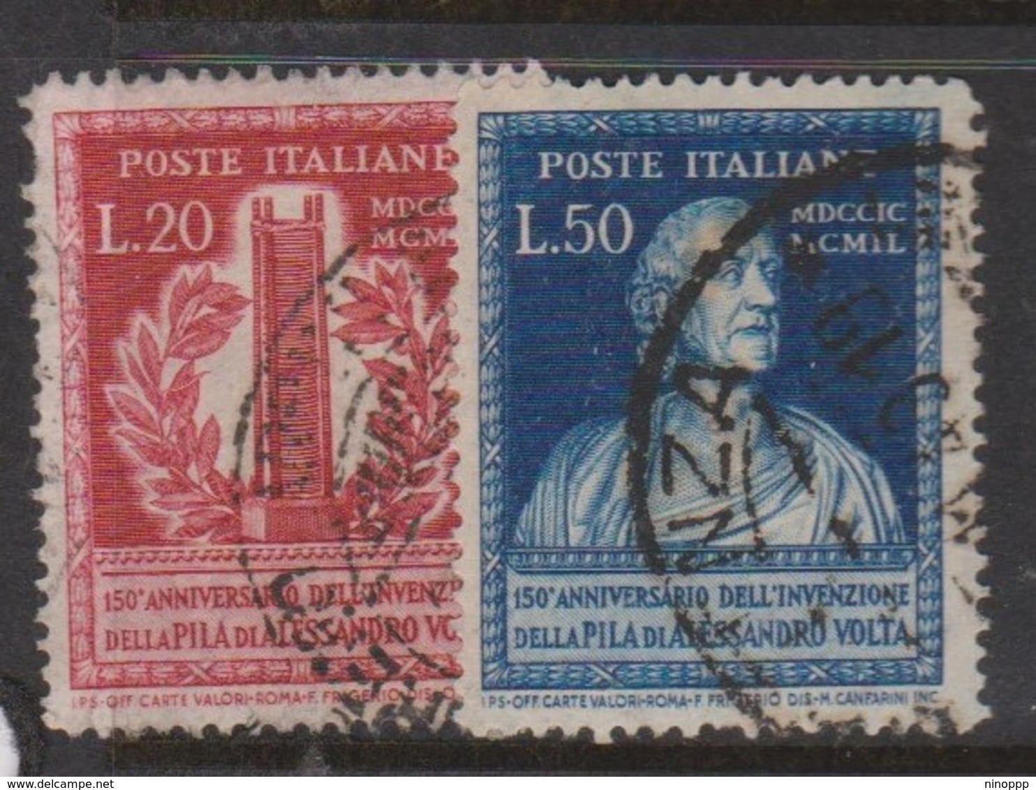 Italy Republic S 611-612 1949 150th Anniversary Invention Of Voltaic Pile,used - 1946-60: Used